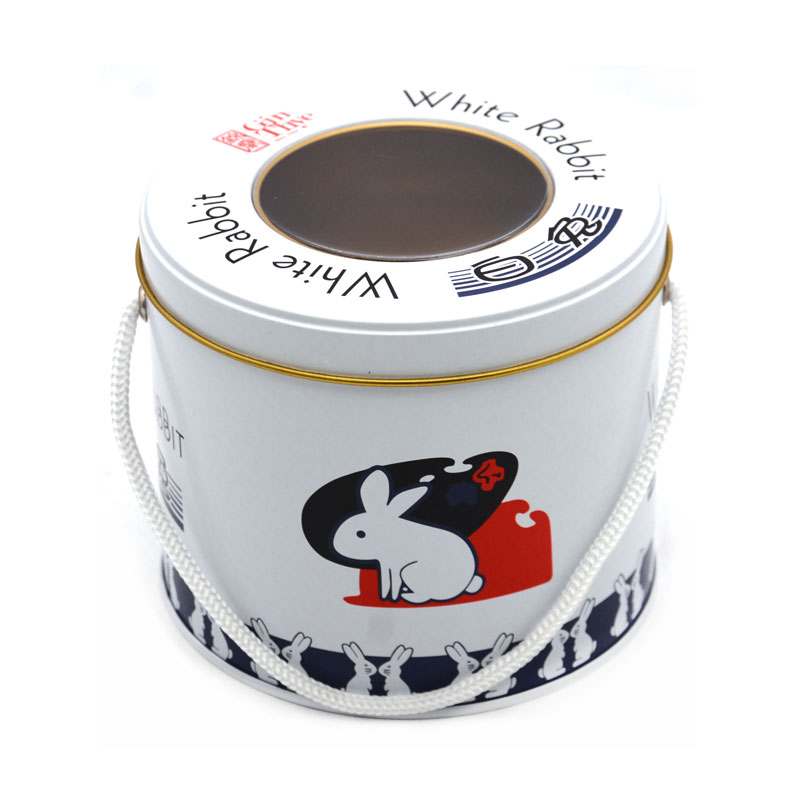 Window Candy Tin Box with Plastic Handle