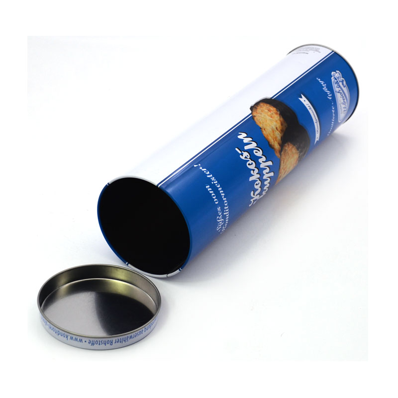 Long Cylinder Cookie Tin Box